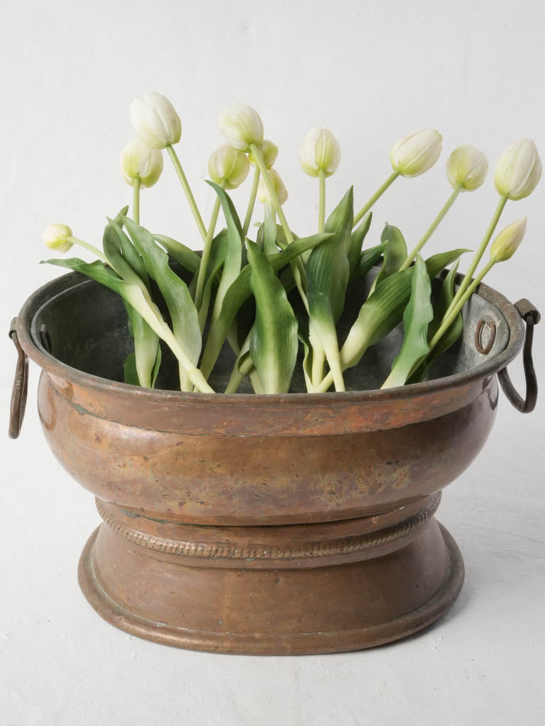 Late 19th-Century French Copper Jardinière W/ Zinc Liner  8¾" x 15"