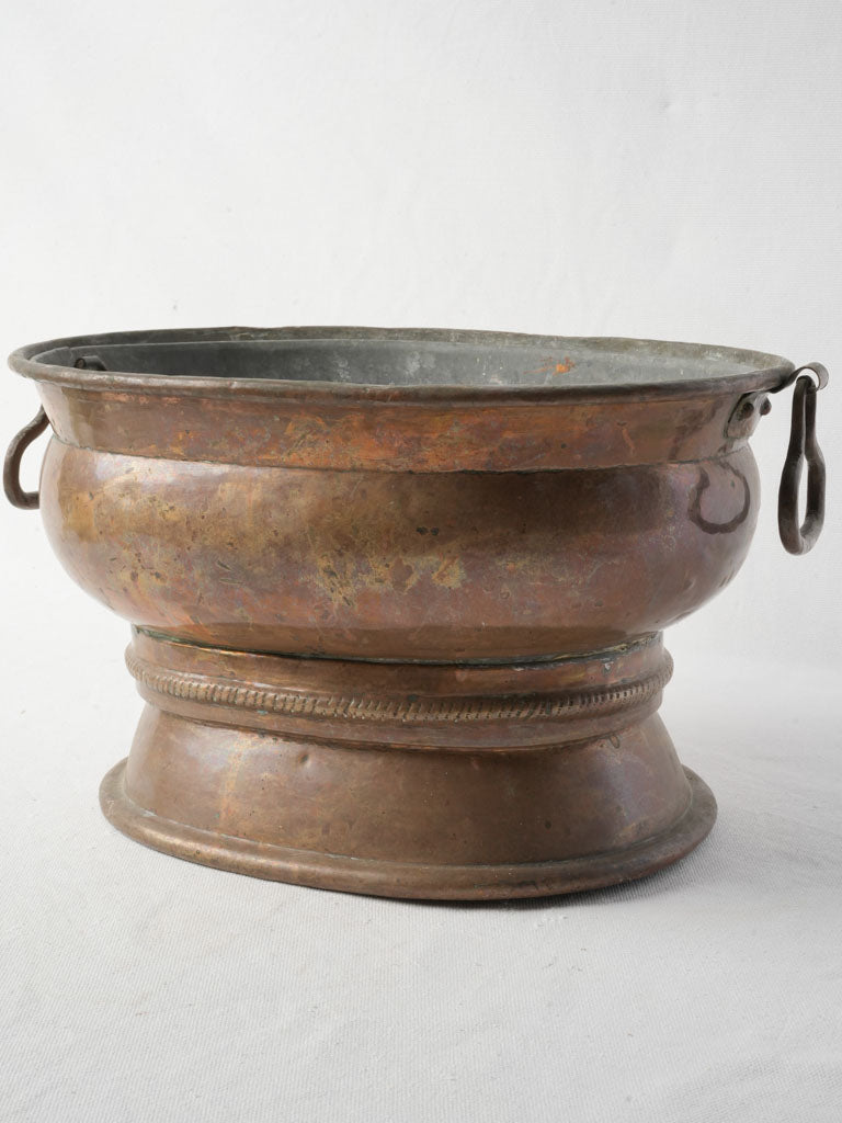 Late 19th-Century French Copper Jardinière W/ Zinc Liner  8¾" x 15"