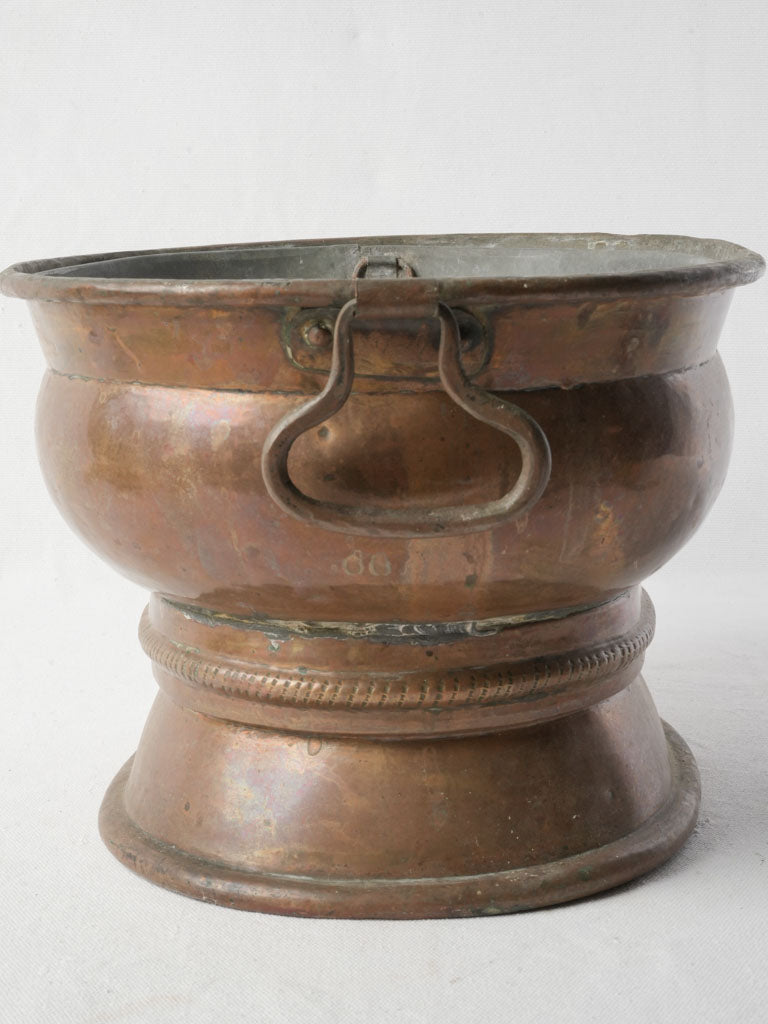 Late 19th-Century French Copper Jardinière W/ Zinc Liner  8¾" x 15"