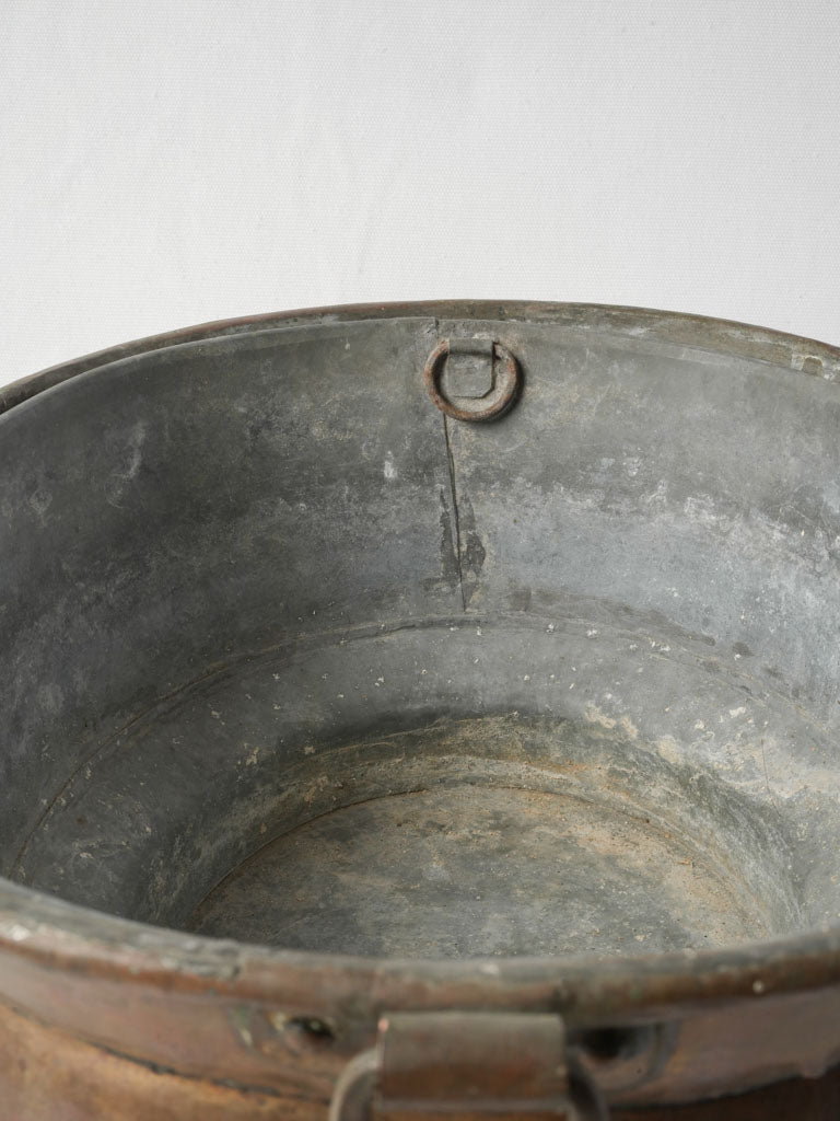 Late 19th-Century French Copper Jardinière W/ Zinc Liner  8¾" x 15"