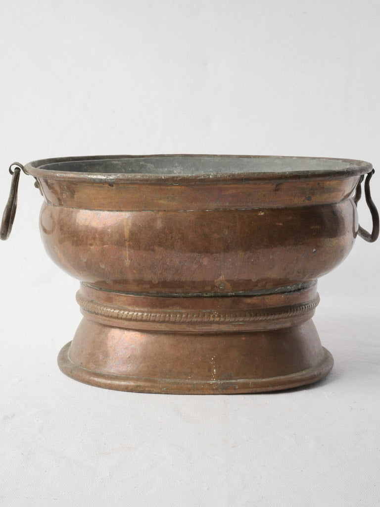 Late 19th-Century French Copper Jardinière W/ Zinc Liner  8¾" x 15"