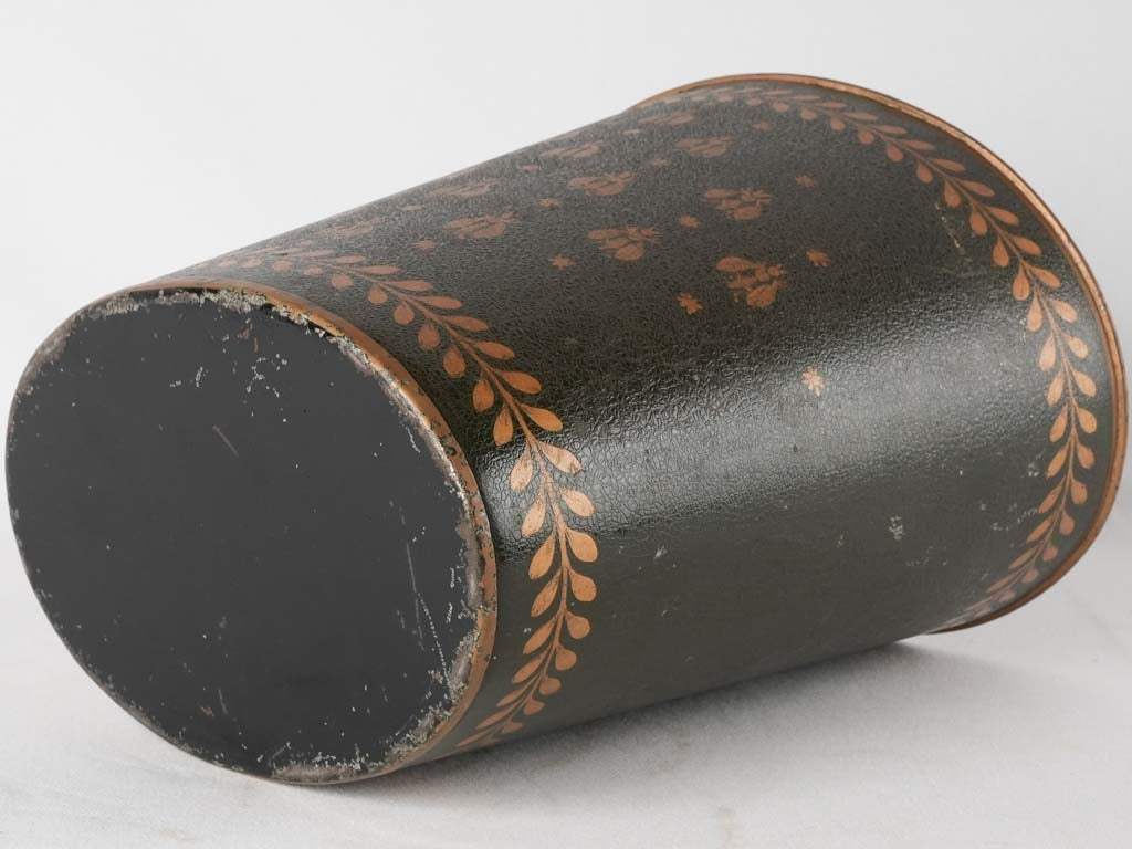 French waste paper bin w/ bees - dark green 11½"