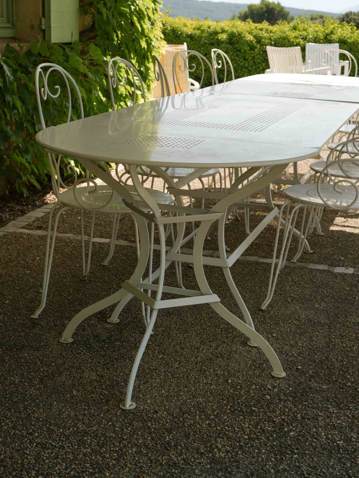 French Iron Outdoor Segmented Dining Table w/ White Finish