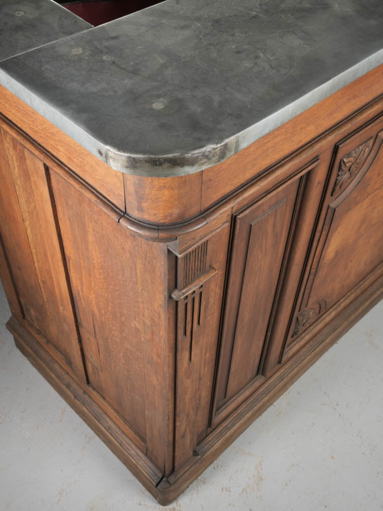 Richly paneled wooden bar