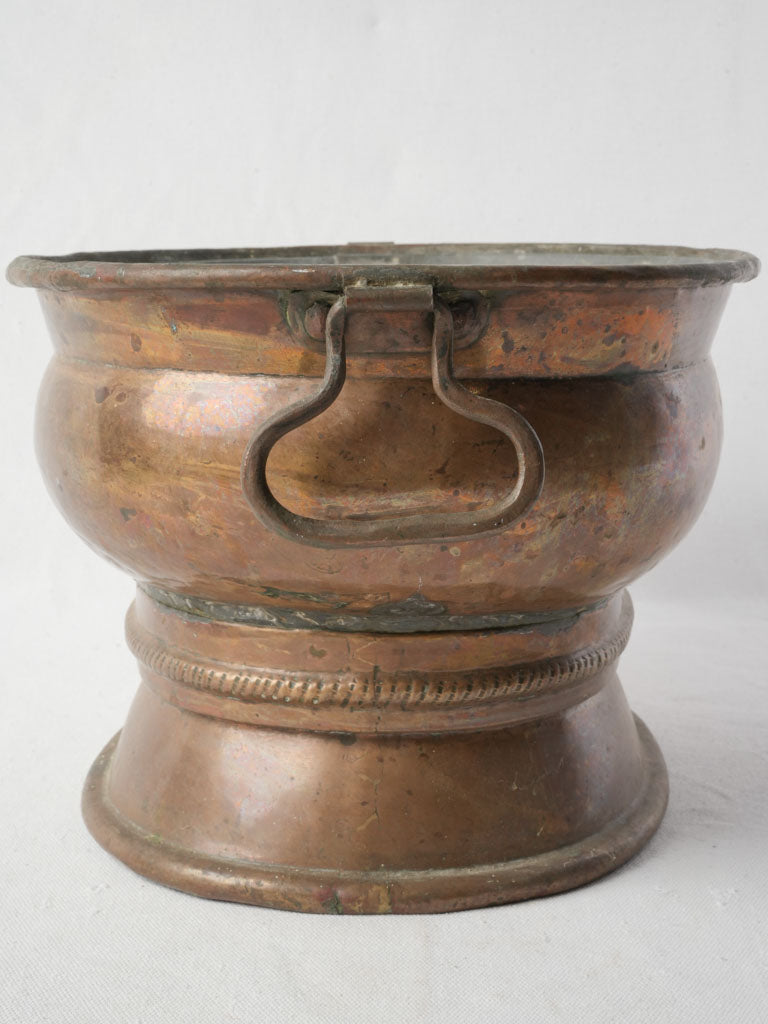 Late 19th-Century French Copper Jardinière W/ Zinc Liner  8¾" x 15"