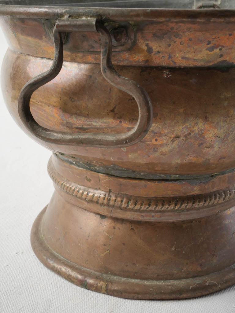 Late 19th-Century French Copper Jardinière W/ Zinc Liner 8¾" x 15"