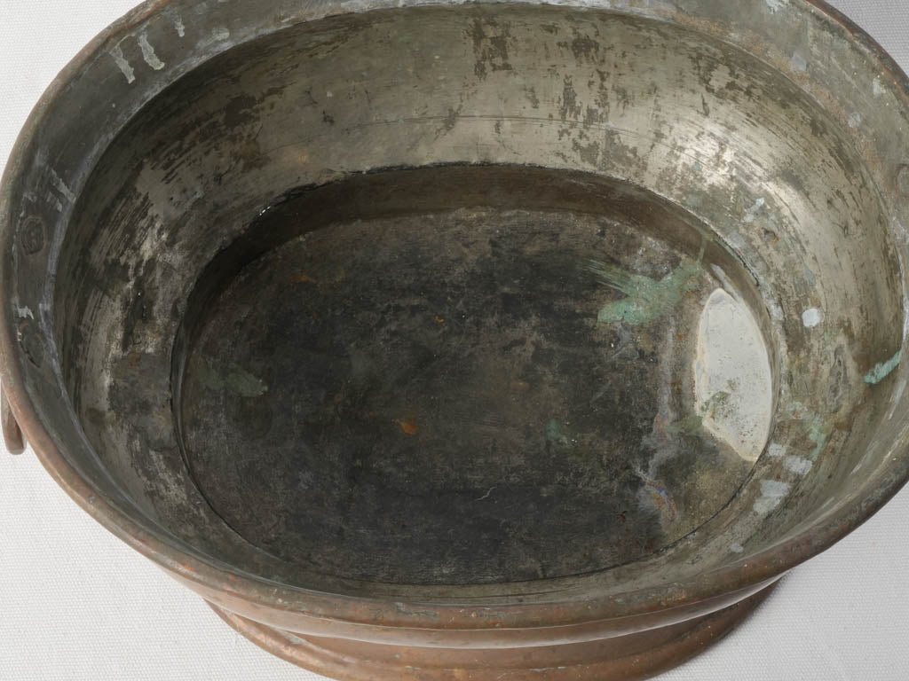 Late 19th-Century French Copper Jardinière W/ Zinc Liner  8¾" x 15"