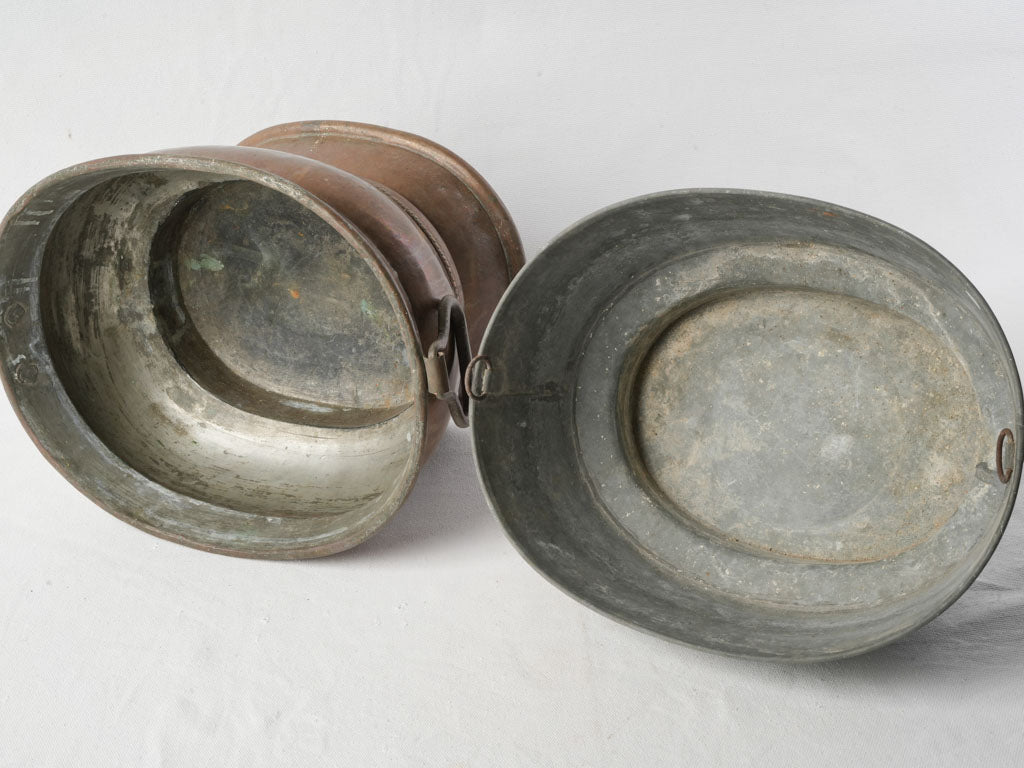 Late 19th-Century French Copper Jardinière W/ Zinc Liner  8¾" x 15"