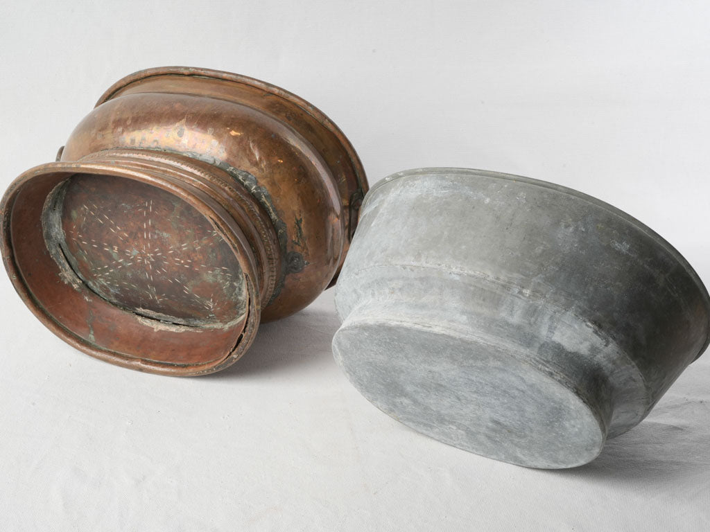 Late 19th-Century French Copper Jardinière W/ Zinc Liner  8¾" x 15"