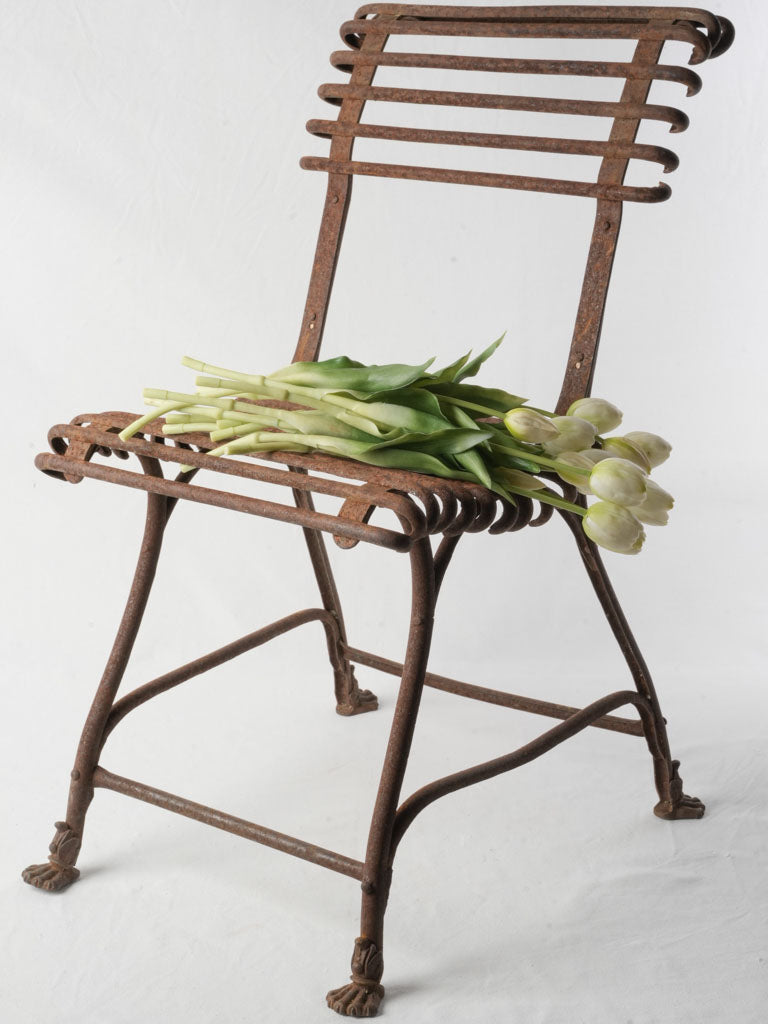Set Of 4 Late 19th-Century Arras Wrought Iron Garden Chairs W/ Lion Paw Feet - 28¾"