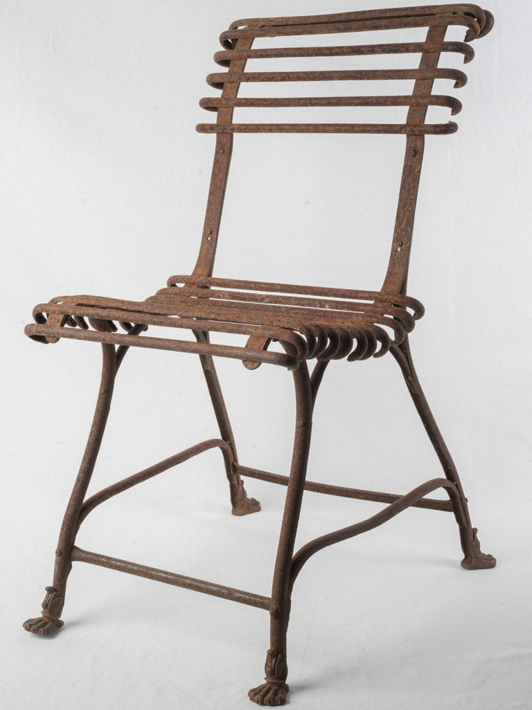 Set Of 4 Late 19th-Century Arras Wrought Iron Garden Chairs W/ Lion Paw Feet - 28¾"
