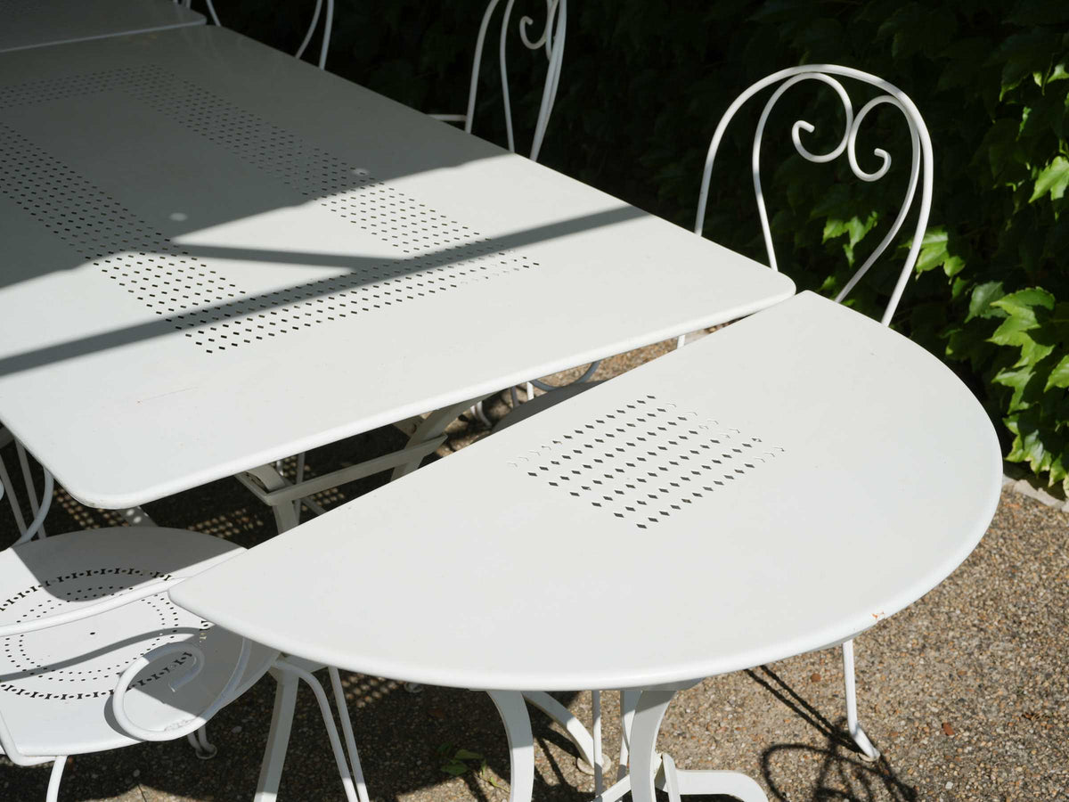 French Iron Outdoor Segmented Dining Table w/ White Finish