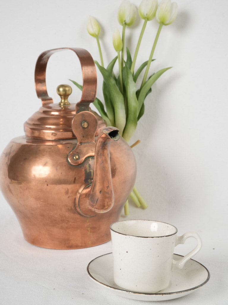 Vintage copper kettle with brass knob