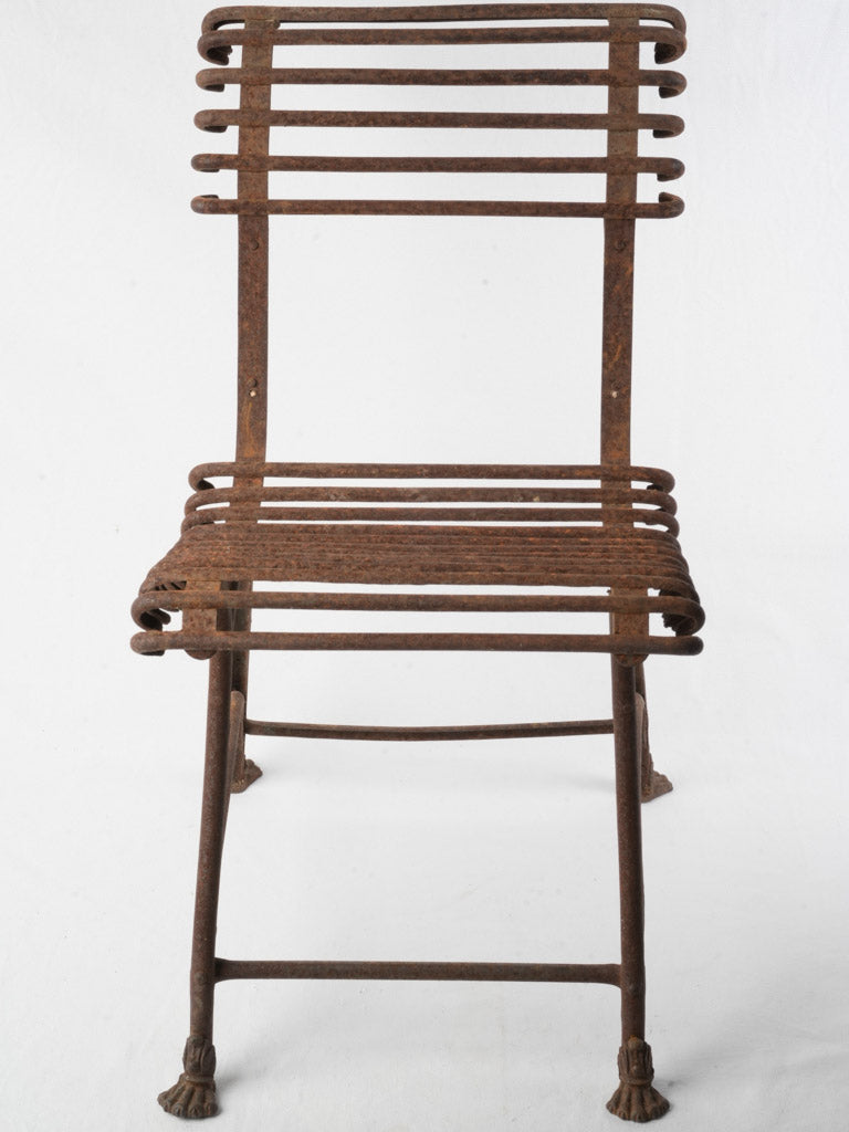 Set Of 4 Late 19th-Century Arras Wrought Iron Garden Chairs W/ Lion Paw Feet - 28¾"
