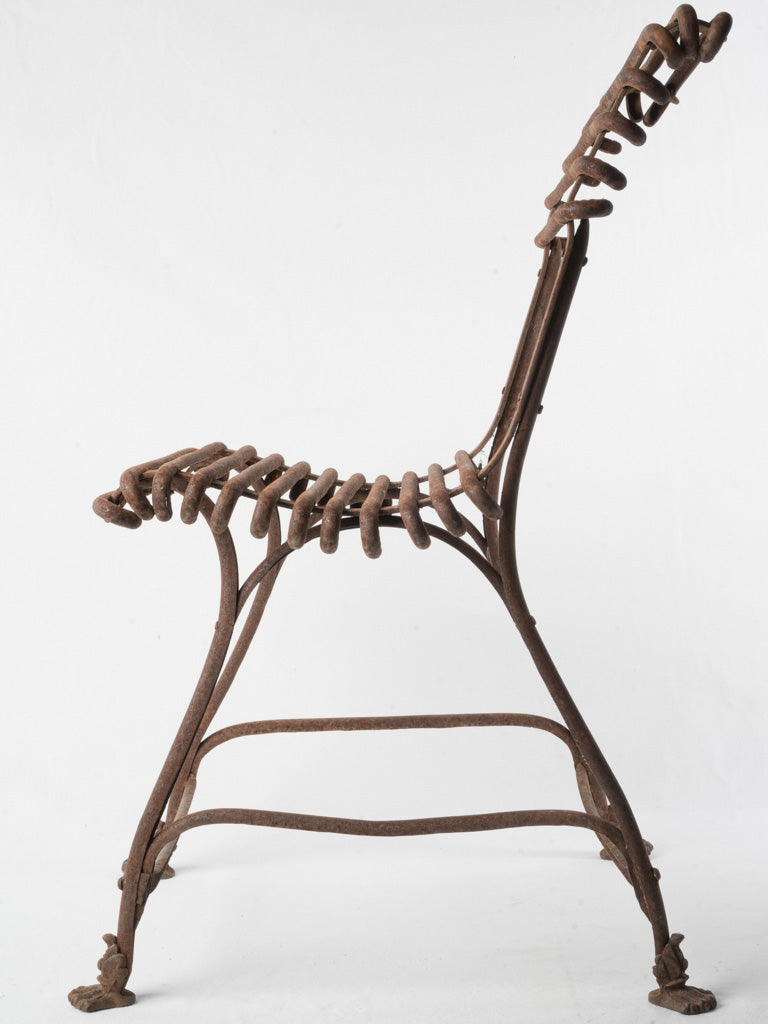 Set Of 4 Late 19th-Century Arras Wrought Iron Garden Chairs W/ Lion Paw Feet - 28¾"