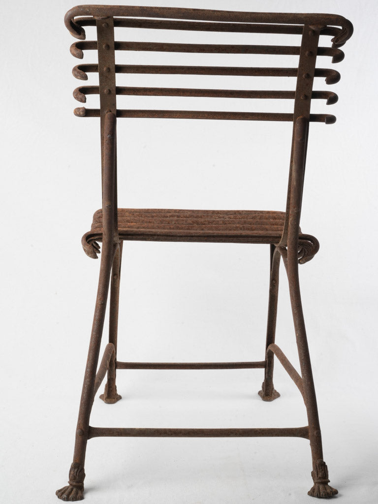 Set Of 4 Late 19th-Century Arras Wrought Iron Garden Chairs W/ Lion Paw Feet - 28¾"