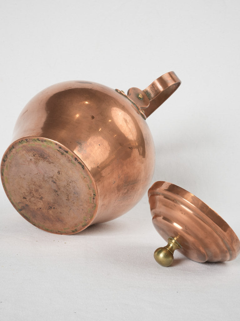 Patina-finished 19th-century copper kettle
