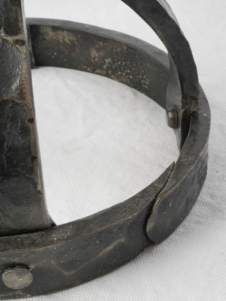 Textured riveted wrought iron candelabra