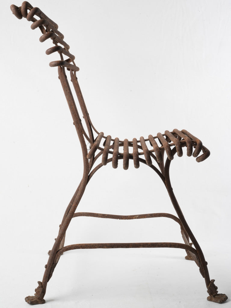 Set Of 4 Late 19th-Century Arras Wrought Iron Garden Chairs W/ Lion Paw Feet - 28¾"
