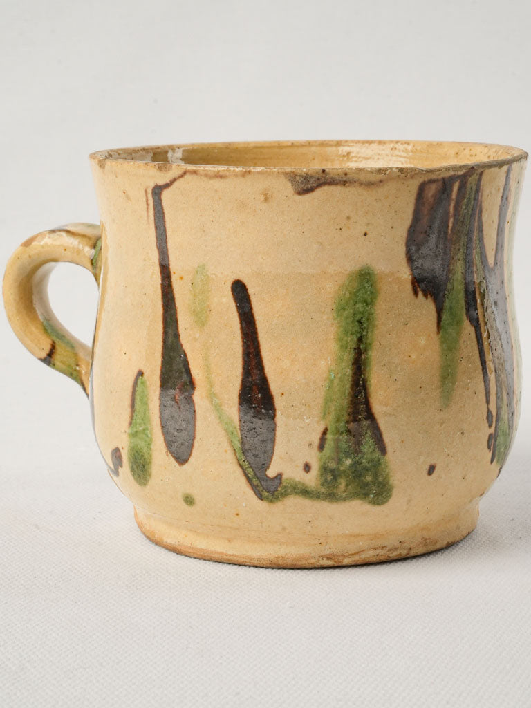 Vintage French terracotta pottery mug