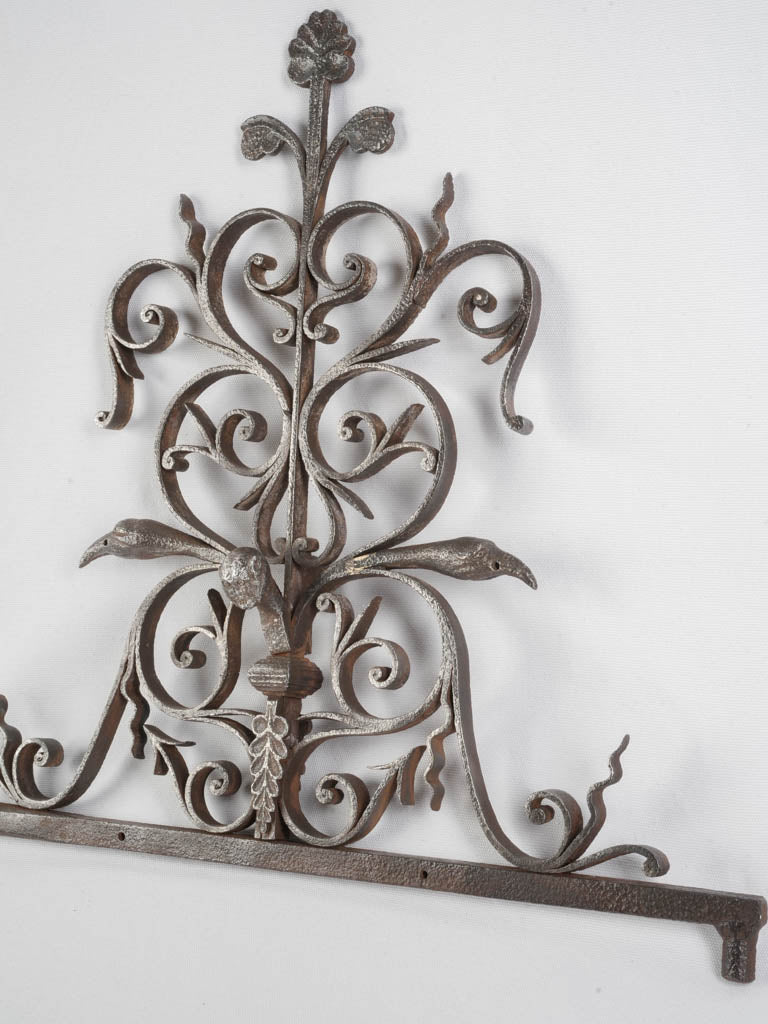 Exceptional 17th-Century Hand-Forged Iron Fireplace Crane w/ Dragon's Head & Scrollwork - 23¾"