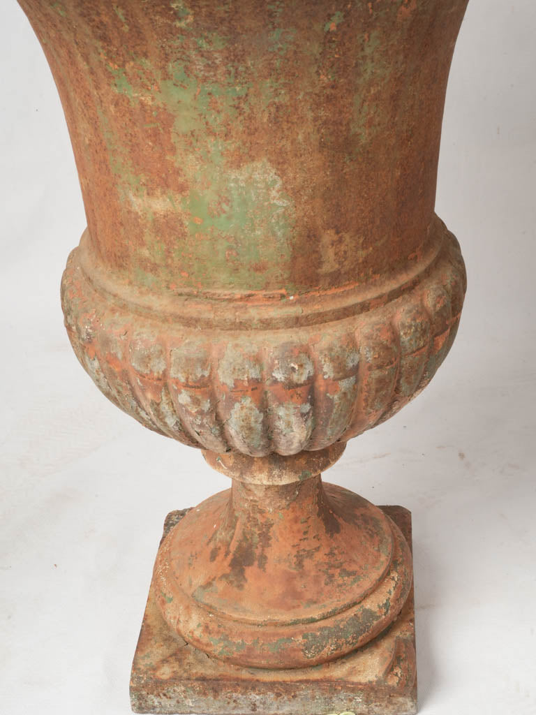Aged patina French garden urns