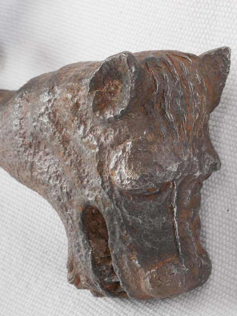 Exceptional 17th-Century Hand-Forged Iron Fireplace Crane w/ Dragon's Head & Scrollwork - 23¾"