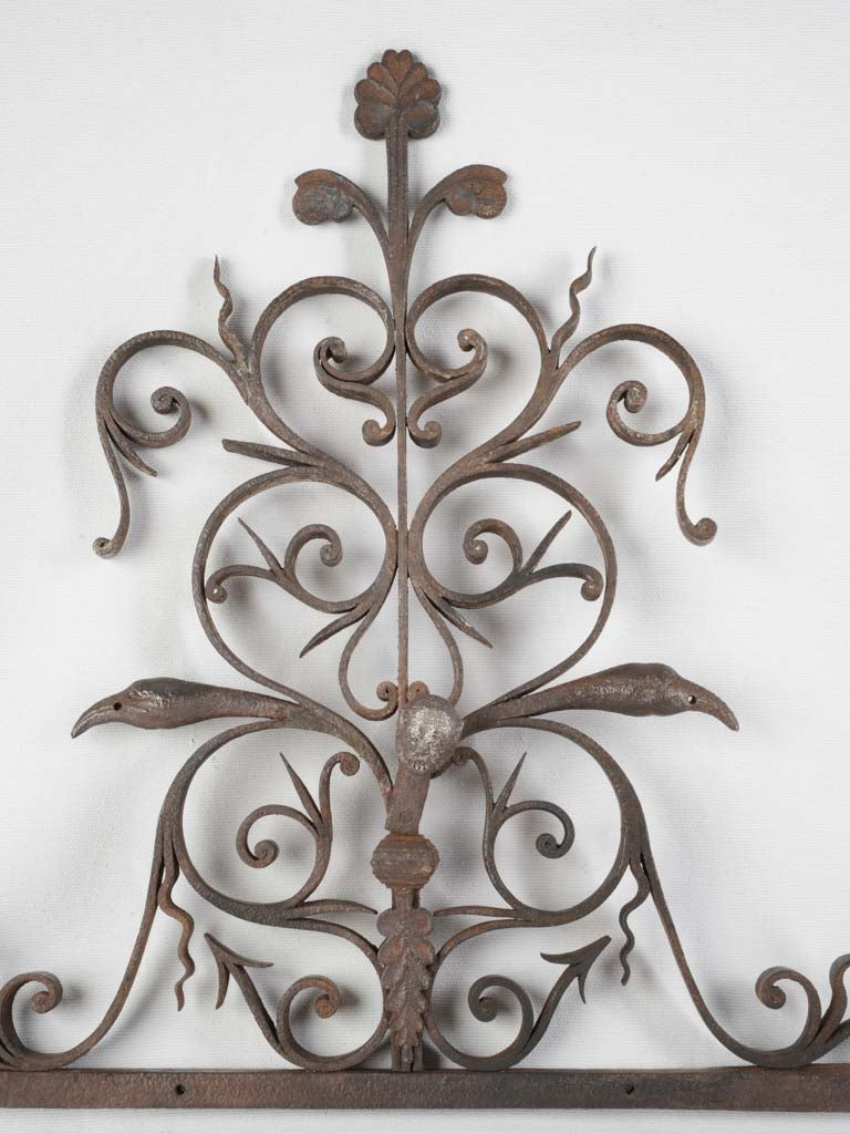 Exceptional 17th-Century Hand-Forged Iron Fireplace Crane w/ Dragon's Head & Scrollwork - 23¾"