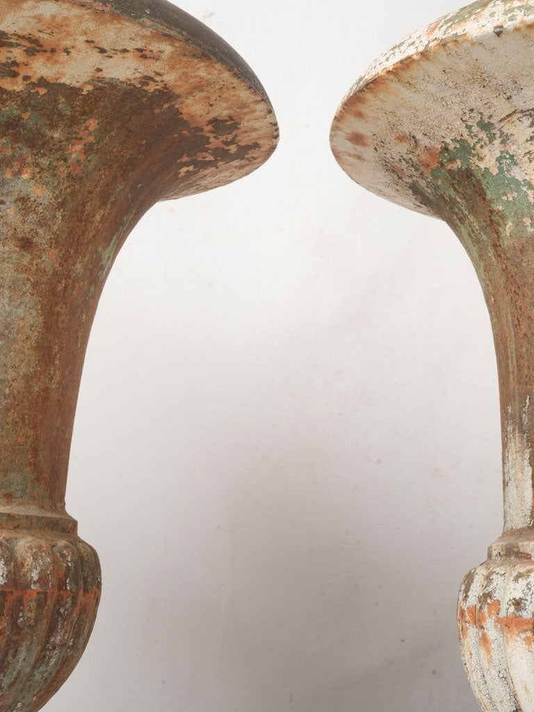 Beautiful weathered iron garden vessels