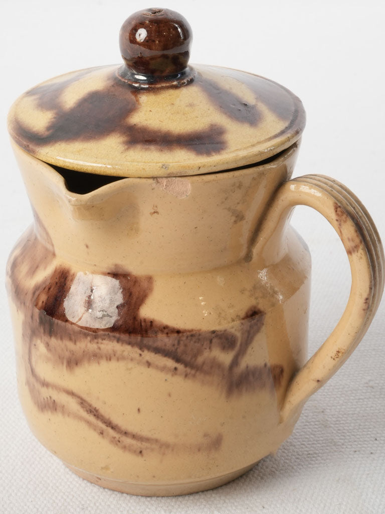 Mid-20th Century Vallauris Lidded Creamer w/ Marbled Glaze - 5"