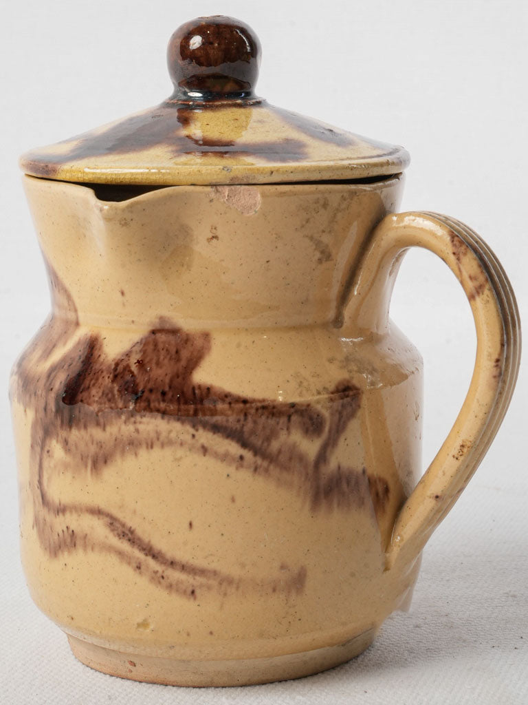 Mid-20th Century Vallauris Lidded Creamer w/ Marbled Glaze - 5"