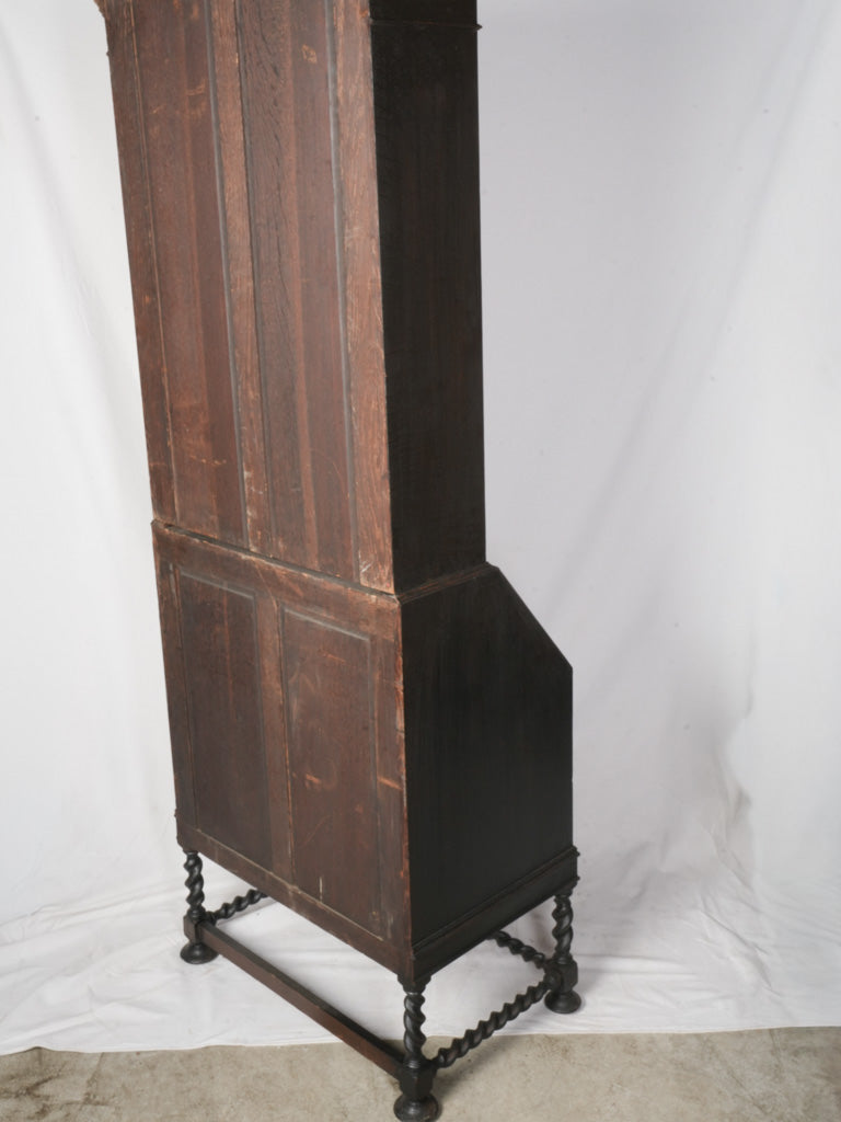 Narrow Black-Painted Early 20th Century Bureau Bookcase w/ Red Interior - 82¾"