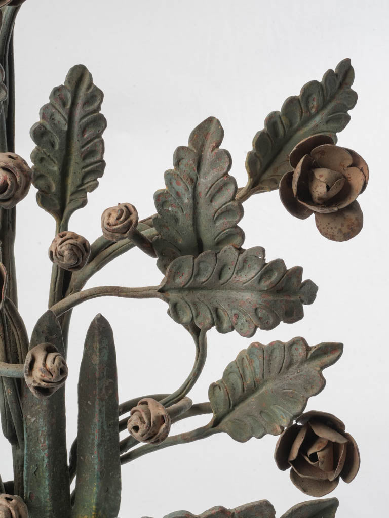 Early 20th-Century French Floral Wrought Iron Three-Candle Sconce - 23¾" x 17"