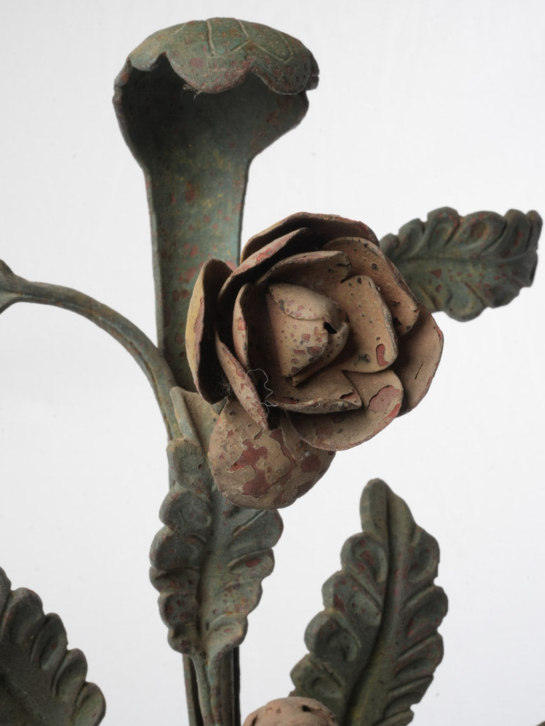 Early 20th-Century French Floral Wrought Iron Three-Candle Sconce - 23¾" x 17"