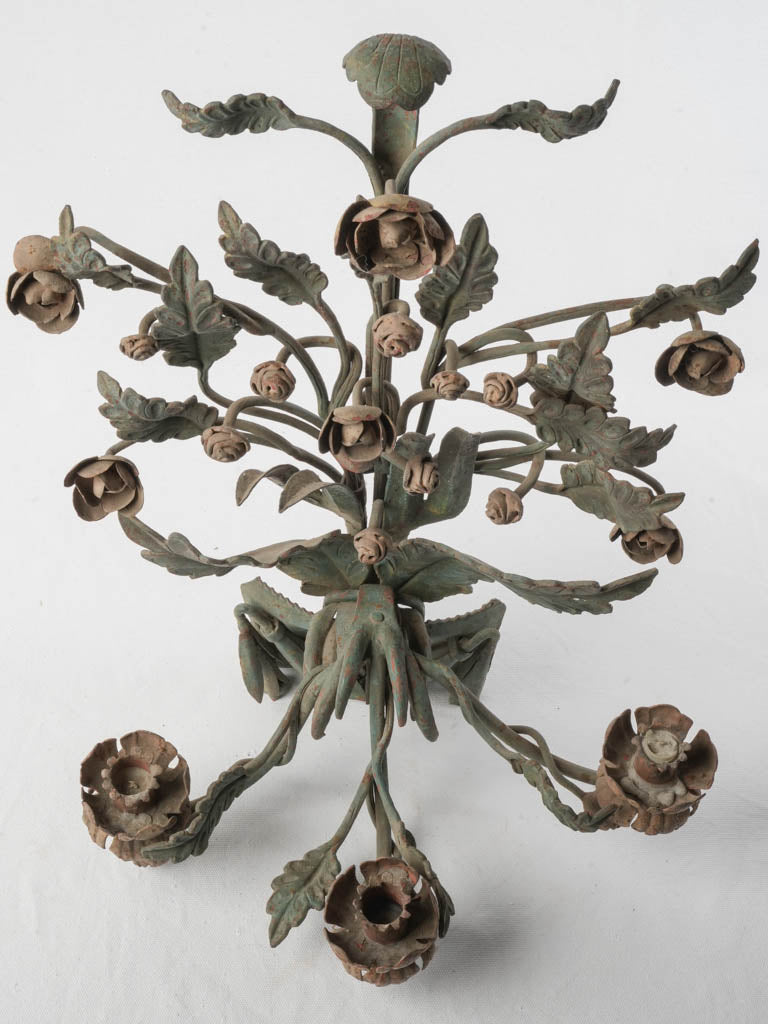 Early 20th-Century French Floral Wrought Iron Three-Candle Sconce - 23¾" x 17"