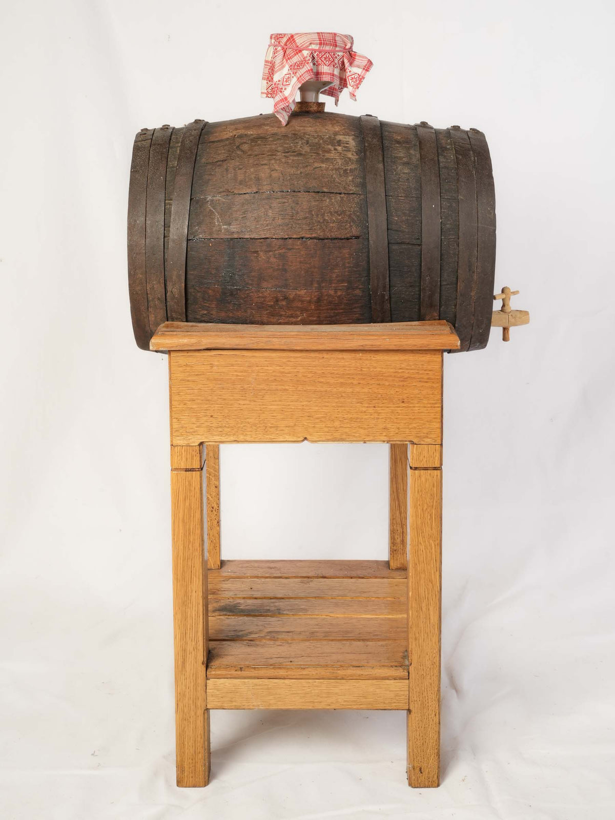Traditional French Oak Vinegar Barrel with Stand