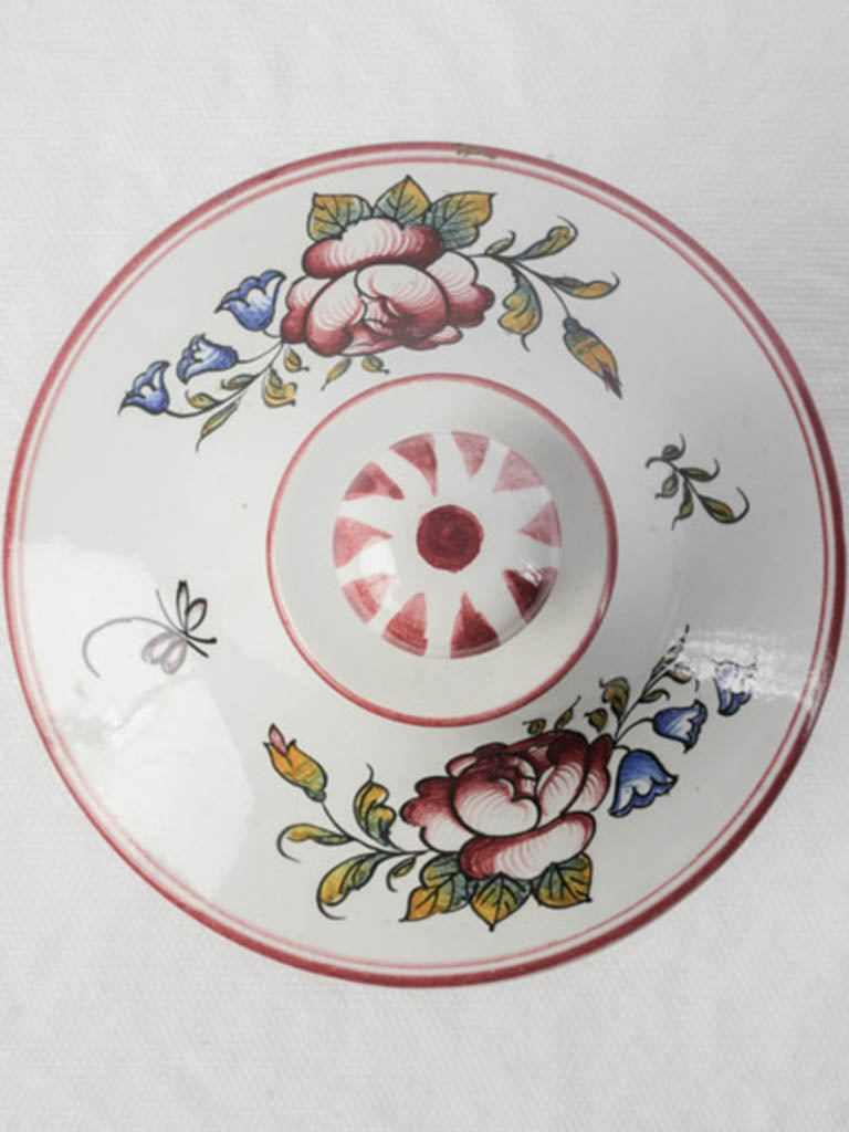 Polychrome floral antique decorative jar
