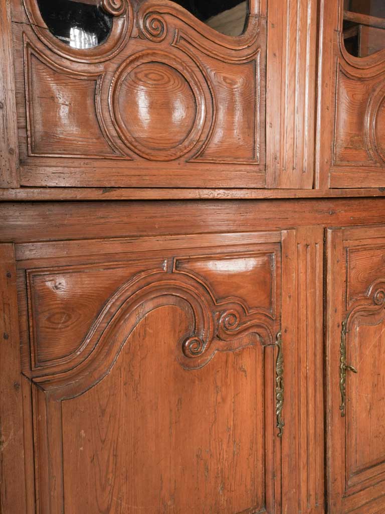 Rustic country-style walnut vitrine