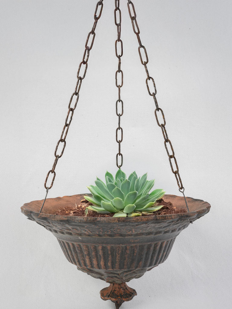 Charming Late 19th Century French Terracotta Hanging Planter- 11¾" x 8¾"