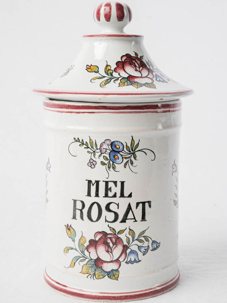 Small Mid-20th-Century French Apothecary Jar MEL ROSAT by Léon Warin - 8¼"
