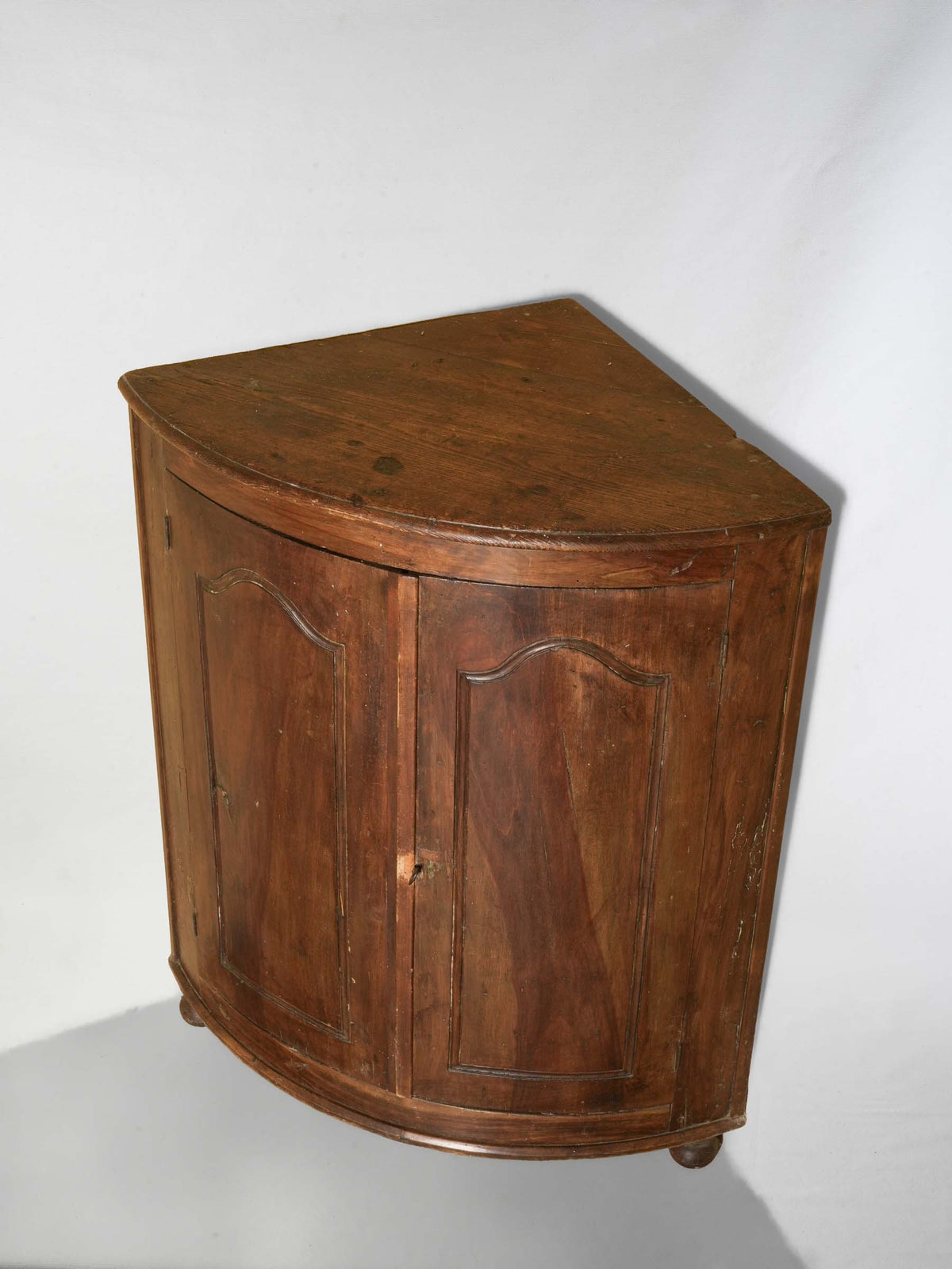 Antique French Walnut Corner Cabinet with Bow Front