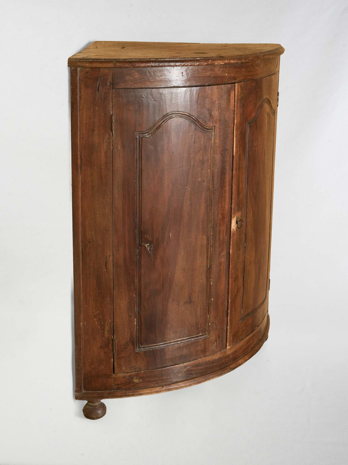 Antique French Walnut Corner Cabinet with Bow Front