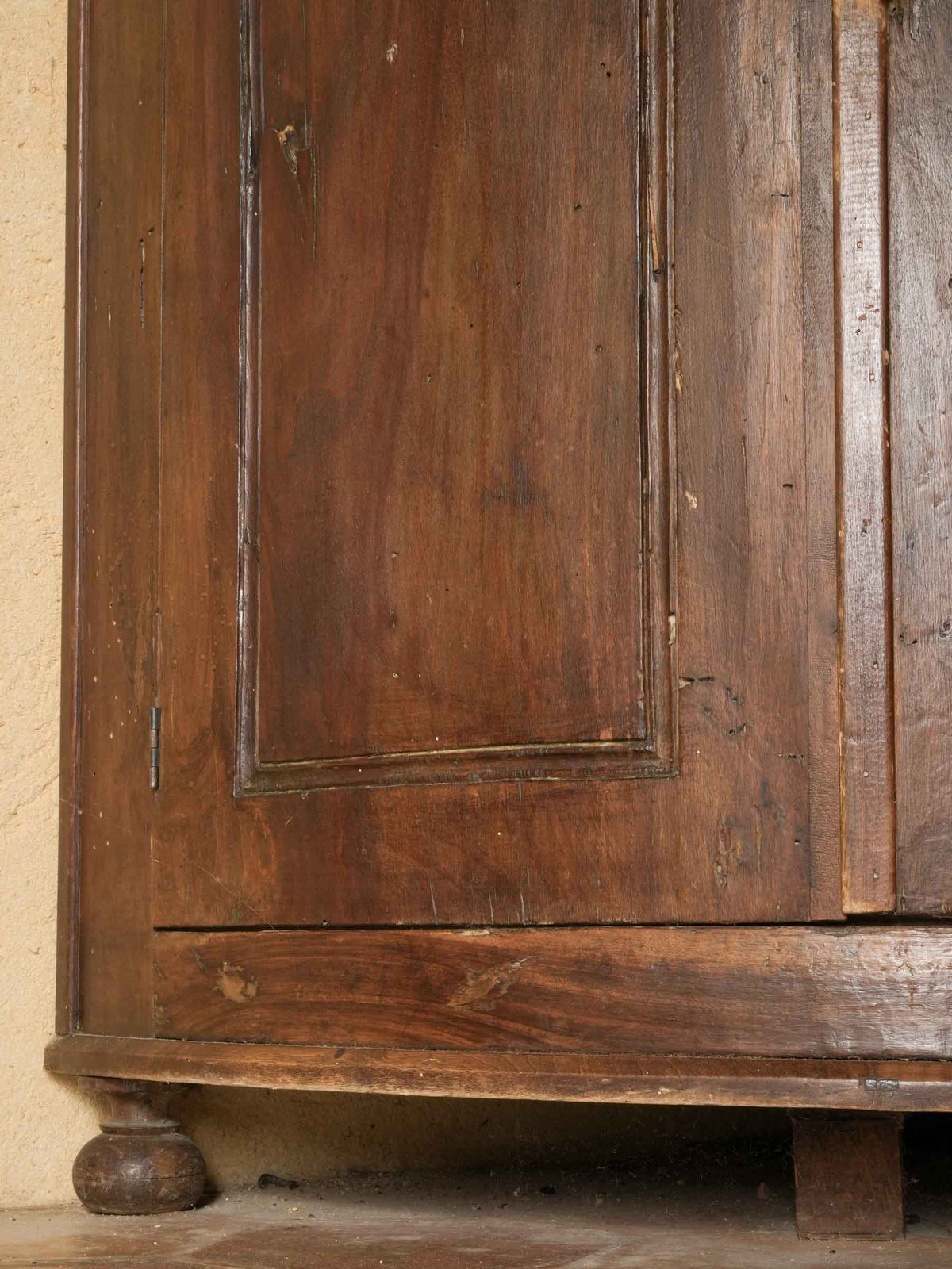 Antique French Walnut Corner Cabinet with Bow Front