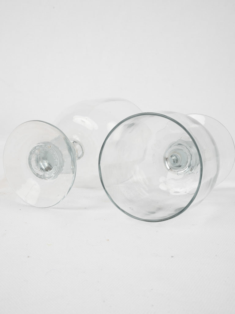 Set of eight antique French wine glasses