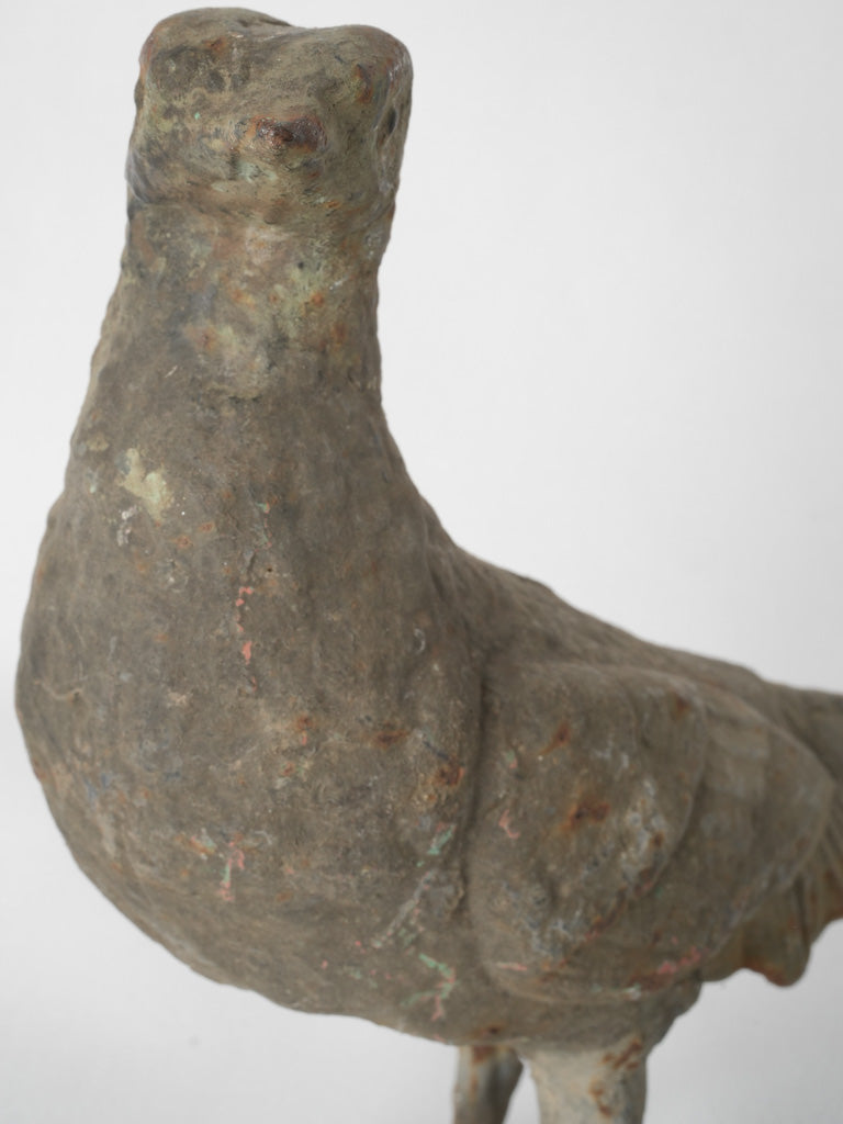 Aged French iron pheasant statues