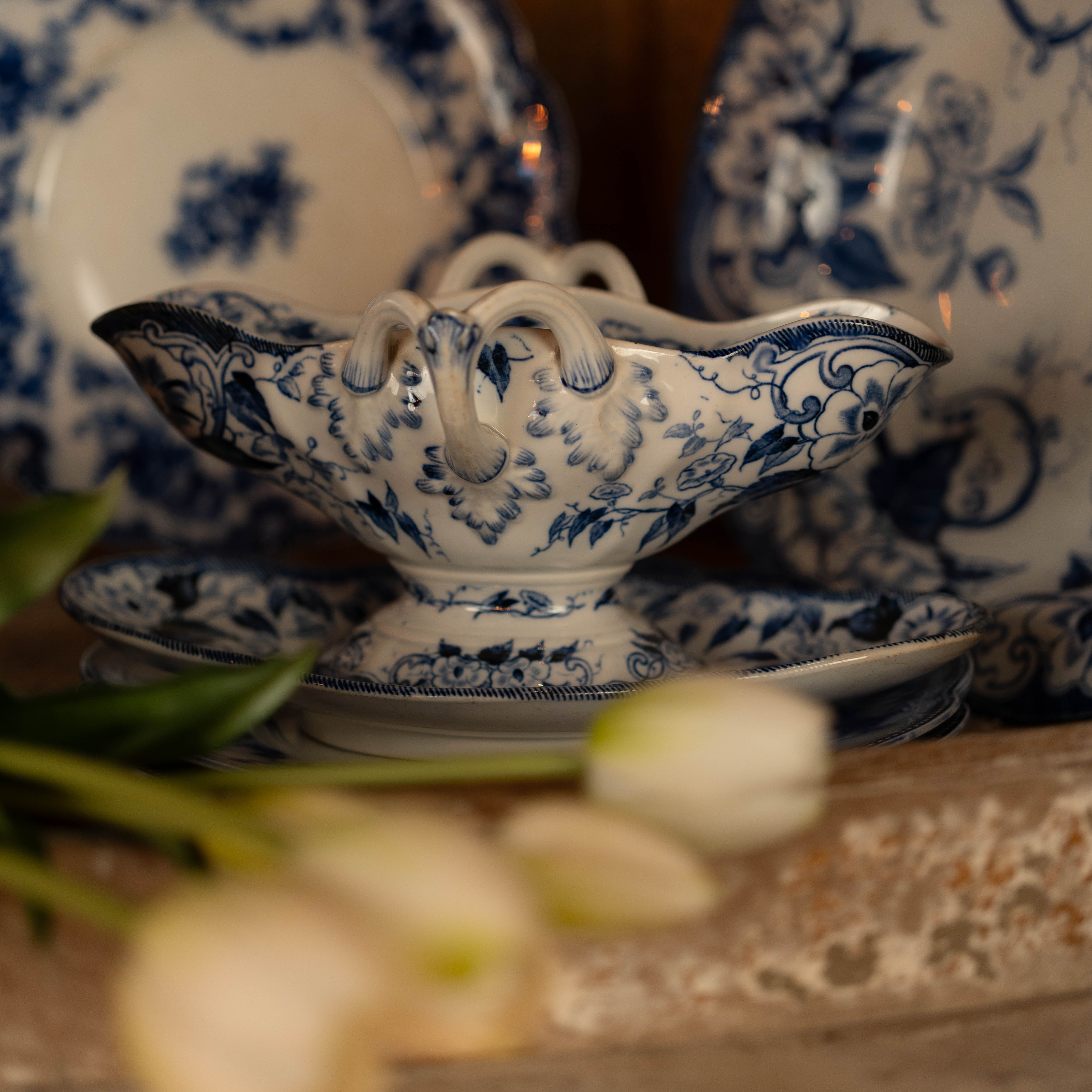 Antique French Sauce Boat Faience