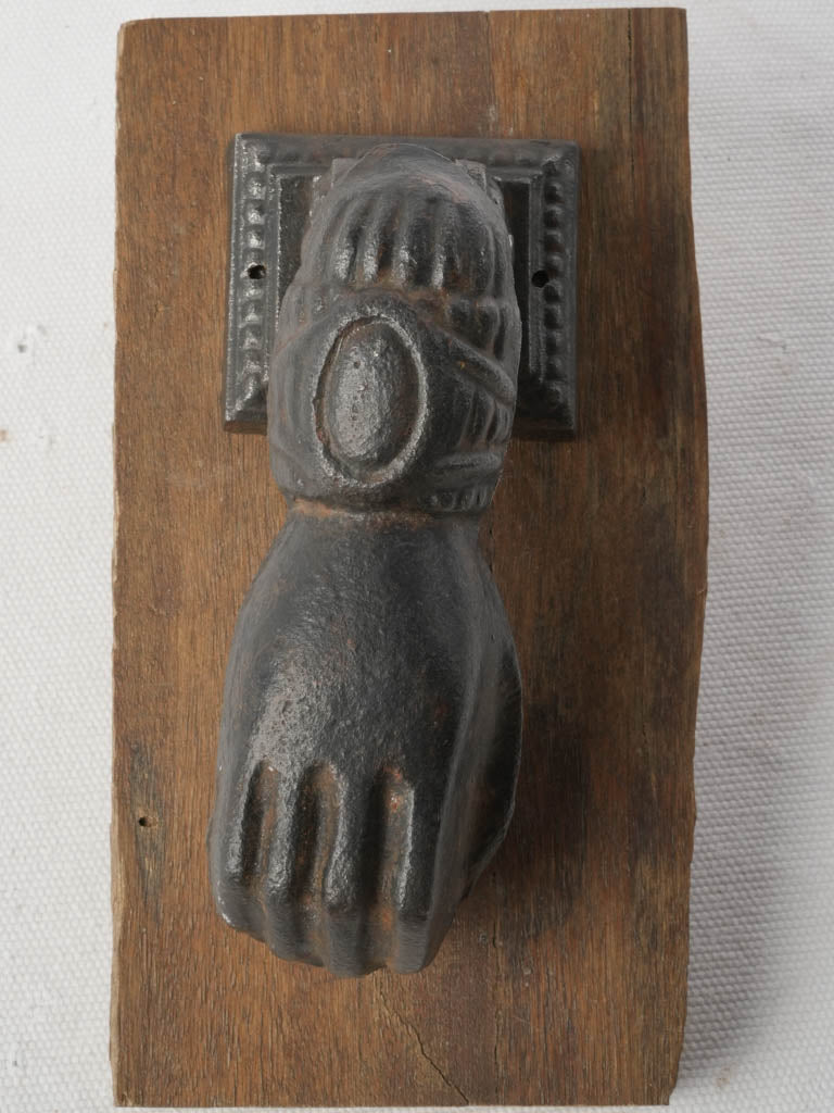 Whimsical Late 19th-Century Fench Cast Iron Hand-shaped Door Knocker - 6"