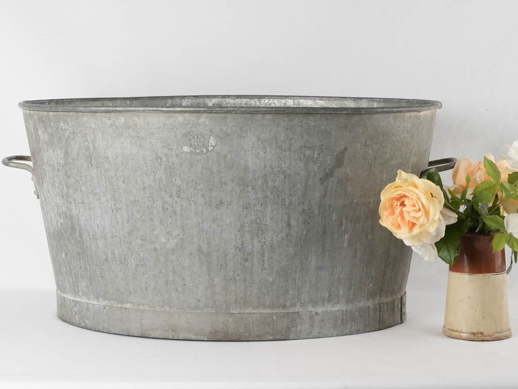 Huge vintage zinc basin - oval 32¼"