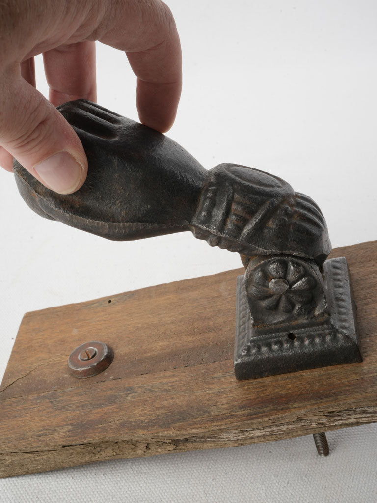 Whimsical Late 19th-Century Fench Cast Iron Hand-shaped Door Knocker - 6"