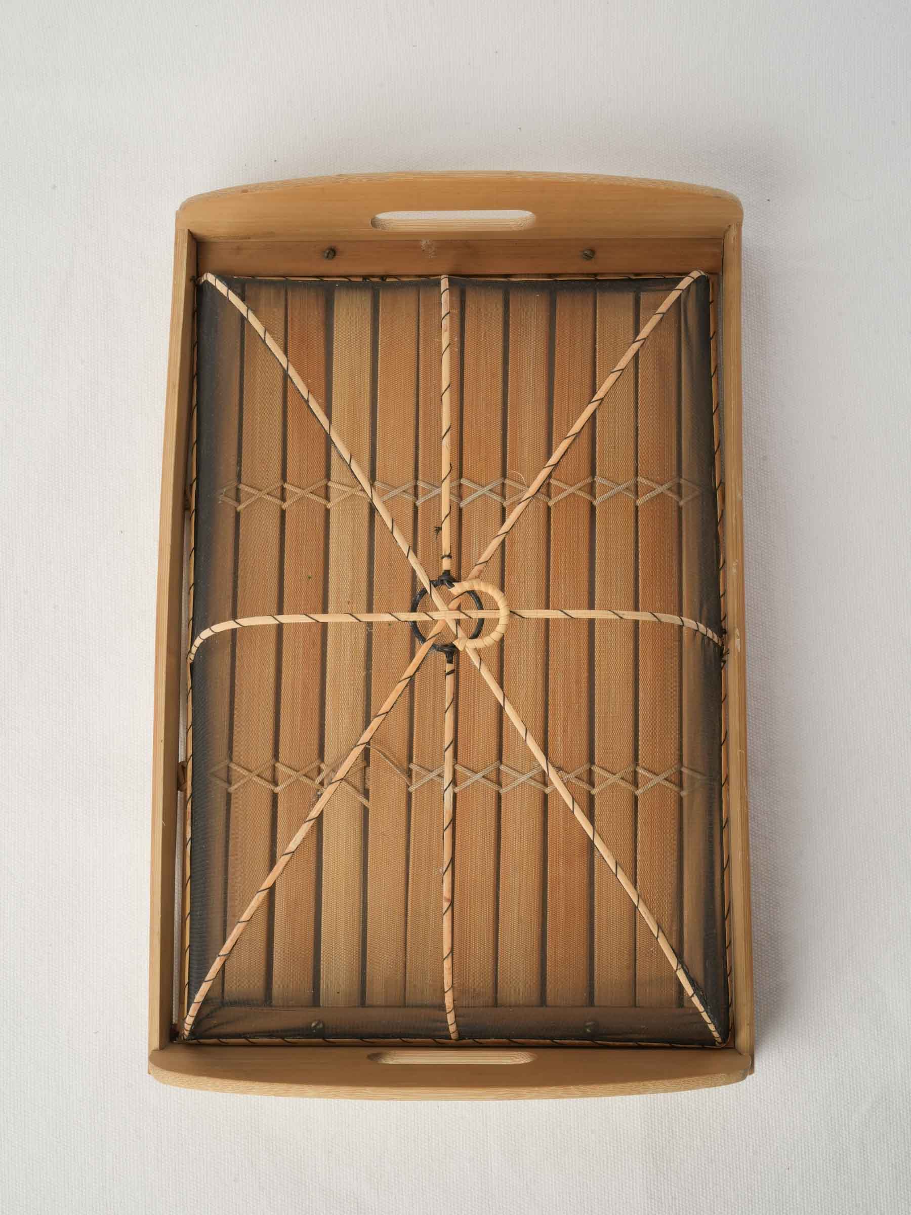 Vintage French Woden Tray with Mesh Lid